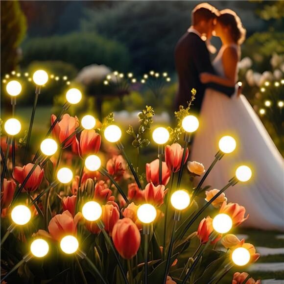 Solar Garden Lights Outdoor, 4 Pack 32LED Swaying Light Waterproof Solar Lights - Picture 3 of 7